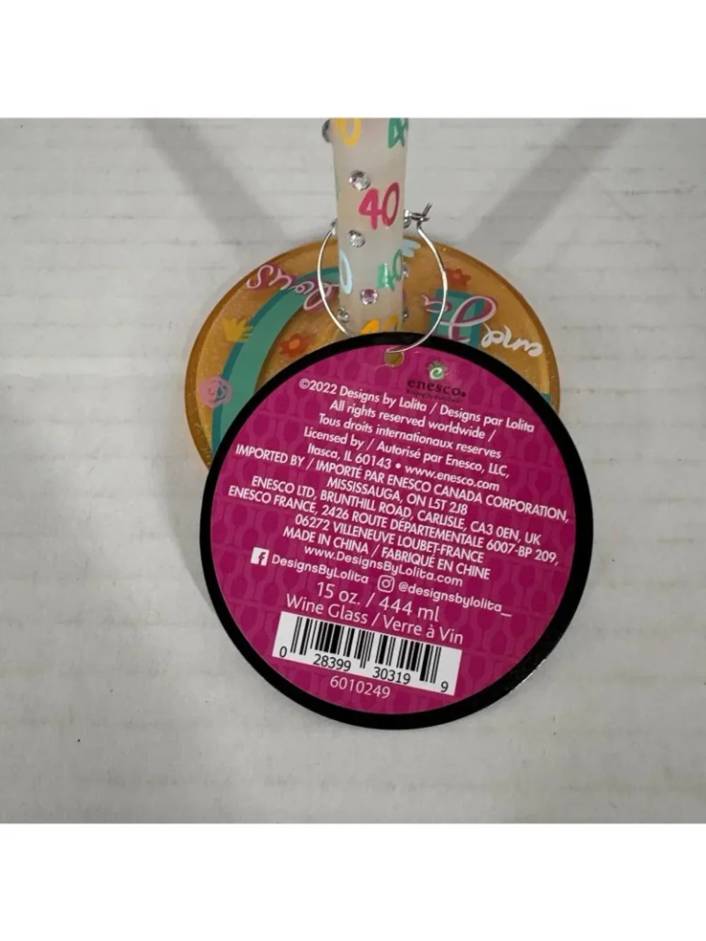 Lolita Love My Wine Happy 40th Birthday Hand-Painted Artisan Wine Glass NIB - Picture 7 of 11
